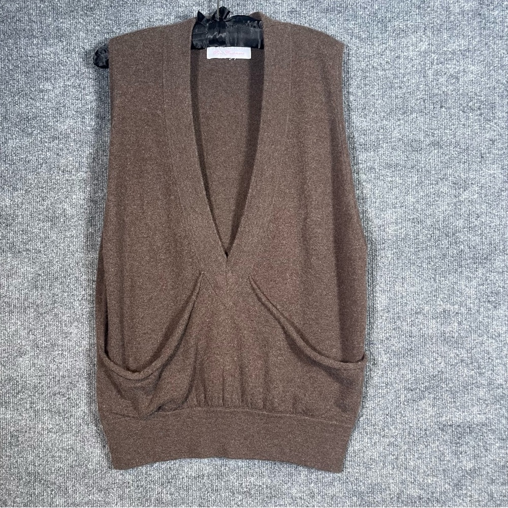 Design History Pure Cashmere‎ Womens Large Brown Sweater Vest Preppy Academia